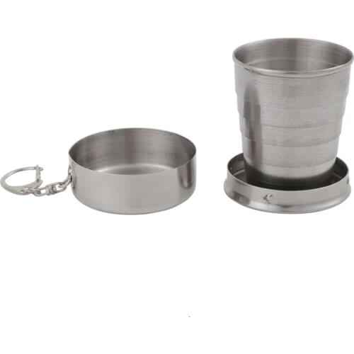 Folding Portable Tea Coffee Beer Cup Stainless Steel Camping Cup Outdoor Travel Sports Collapsible Cup Bottles