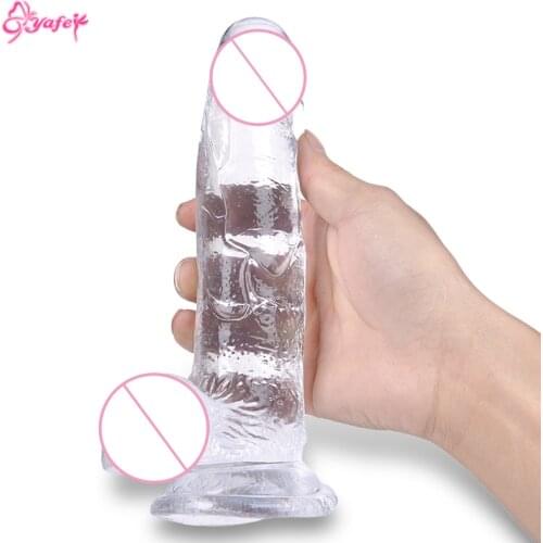 Super Soft Jelly Dildo Realistic Erotic Crystal 3 Colors Simulation Male Penis Dick Female Masturbator Adult Sex Toy For Women