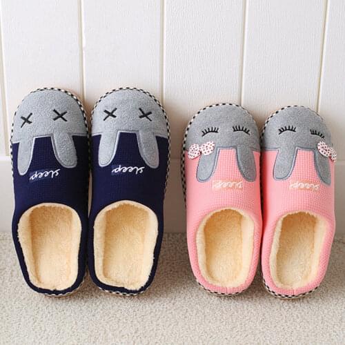 Women Winter Slippers Warm Plush Cartoon Rabbit Lovers Home Floor Slipper Anti-slip Female Indoor Soft Shoes Ladies Footwear