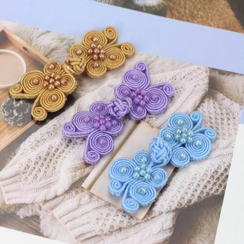 DIY Sewing Cheongsam cloth Solid Nylon Rope Weaving butterfly beads Chinese Knot Handmade Frog Buttons accessories 5set/lot