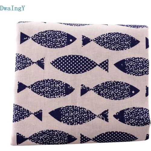Fortune Fish Cotton Linen Fabric For Sewing DIY Quilting Sofa Curtain Bag Cushion Furniture Cover Hold pillow Material 50x150cm