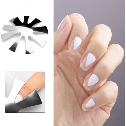 9 Sizes Easy French V-Line Nail Cutter Line Edge Trimmer Nail Art Manicure Line Cutter Frenchalmond shape Tips Acrylic Tool Kit