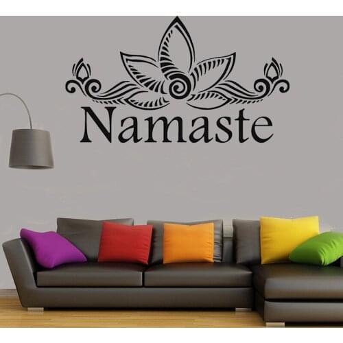 Namaste vinyl Wall Sticker Yoga Gym Lotus Pattern Flower Mandala removeable wall decal Home Decor For Living Room Bedroom G735