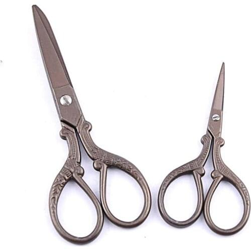Vintage Zakka Embroidery Scissors Titanium Bronze Cross Stitch Scissors Handicrafts Household Tools13cm/9cm CP0375