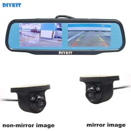 DIYKIT Dual Screen 4.3" TFT LCD Rear View Car Mirror Monitor + HD Car Rear View Camera for Rear/ Front / Side View