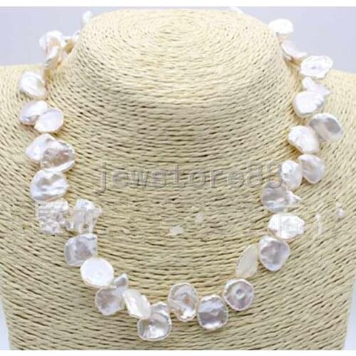 Nature South Sea Reborn Keshi Baroque White Petal Pearl Necklace