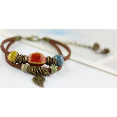 Miredo jewelry wholesale ceramic handcraft bracelets womens bangles rope chain for female free shipping #1077