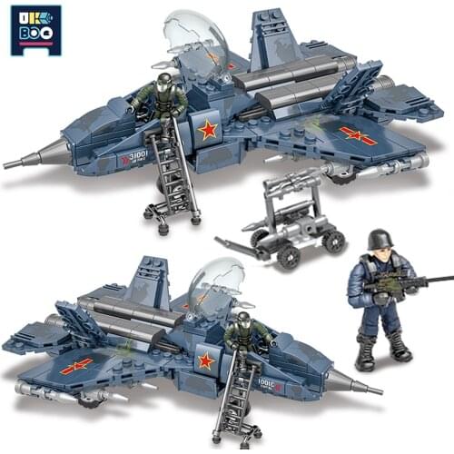 UKBOO 386PCS Military J-31 Stealth Fighter Building Blocks City Fight Aircraft Weapons Soldier Figures Bricks Toys for Children