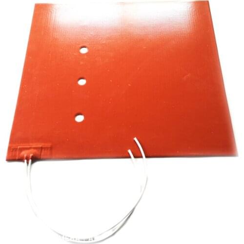 470*500*1.5mm 220V 500W Silicone Heat Bed for 3d printer adhesive 1 side 3 holes on pad 500mm lead wire