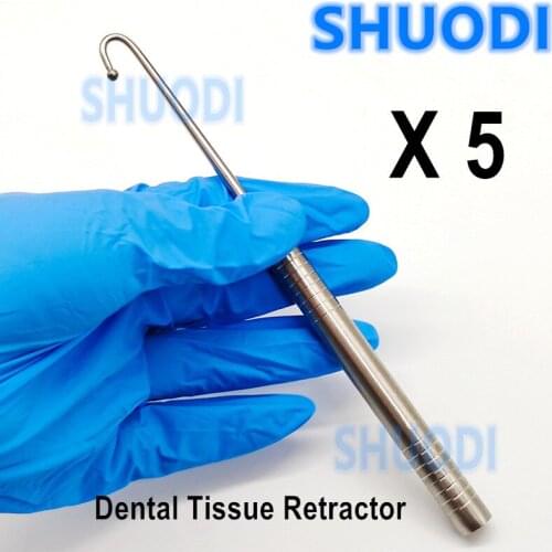 5pcs Dental Surgical Tissue Retractor Dental Implant Retractor Ball Tip Ended Retractors One Prong Retractor Autoclavable