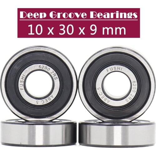 6200RS Bearing ABEC-5 (8 PCS) 10x30x9 mm Deep Groove 6200-2RS Ball Bearings 6200RZ 180200 RZ RS 6200 2RS EMQ Quality