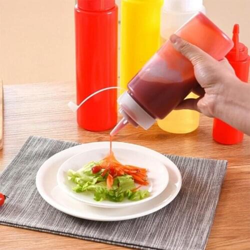 8/12/16/24 oz Plastic Sauce Squeeze Bottle Condiment Dispenser Ketchup Mustard Sauce Vinegar Squeeze Bottle Kitchen Accessories