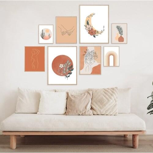 Abstract Woman Line Simplicity Plant Wall Art Canvas Painting Nordic Posters And Prints Wall Pictures For Living Room Home Decor