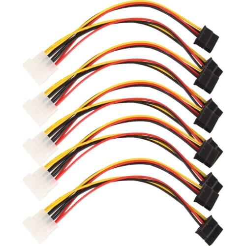 ALLOYSEED 5pcs/lot 4Pin IDE Male To Dual SATA 15Pin Y Splitter Female HDD Power Adapter Cable 15.5cm For Serial ATA Hard Drives
