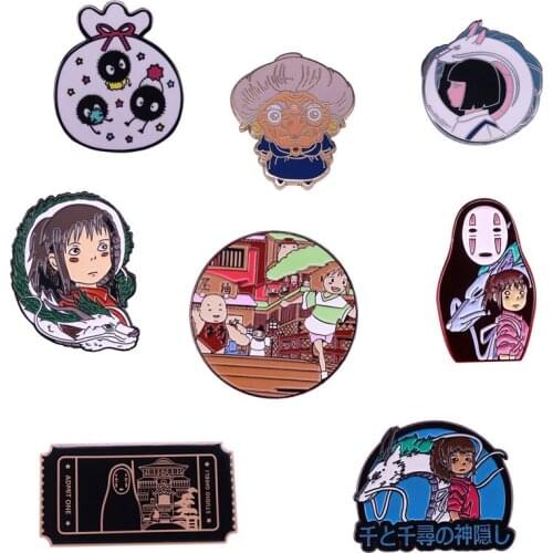 Spirited Away anime action figure prefect quality metal Chihiro Ogino Boh brooch children gifts home decoration