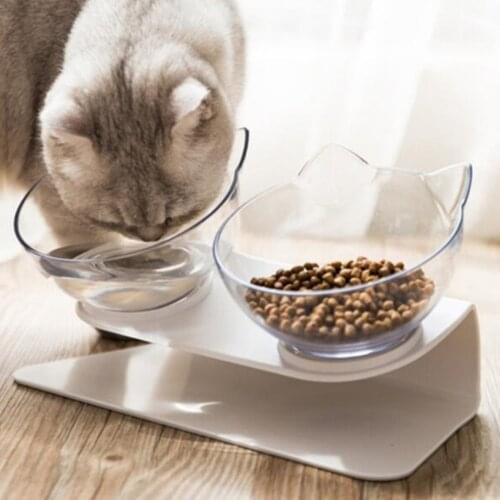 Cat Bowl Automatic Drinking Cat Supplies Cat Food Bowl Pet Bowl Plastic Neck Guard Bowl Split Design Bowl