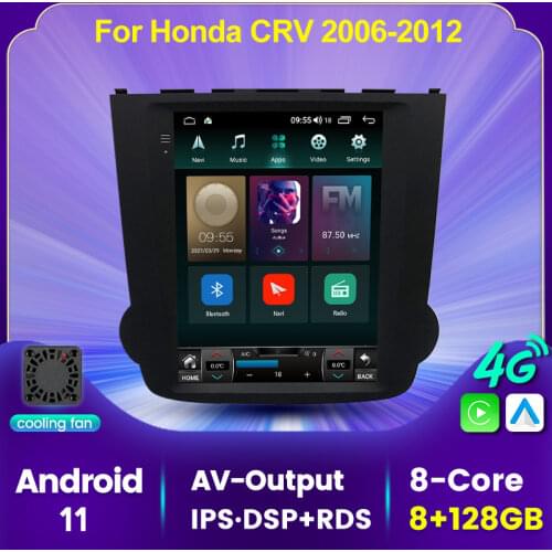 Tesla Screen 9.7'' Android 11 6+128G Car multimedia Player Car Navigation For HONDA CRV 2006-2012 Cooling Fan Wireless carplay