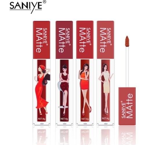 SANIYE 9 Colors Lip Gloss Tube Matte Non-stick Cup Lip Glaze Long Lasting Lip Tint Beauty Lips Makeup Waterproof Cosmetic TSLM1