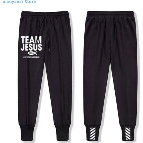 Team Jesus men sweatpants Fish Print Life Time Member Creative Design Faith Element unisex sports trouser Joggers pants