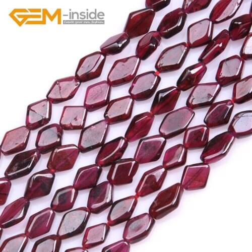 GEM-inside 7x10MM Rhombus Garnet Beads Natural Stone DIY Beads For Jewelry Making Strand 15 Inches Gem-inside Bulk Fashion