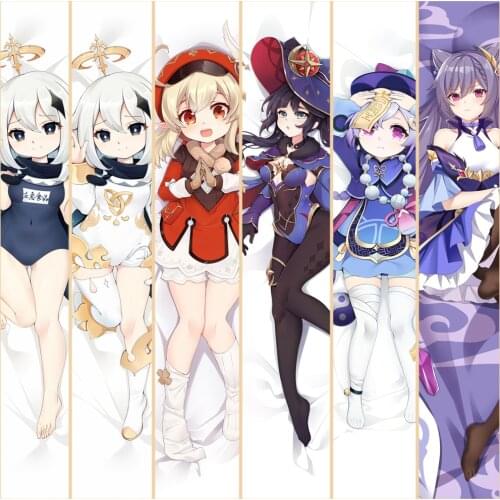 Hot Game Genshin Impact Paimon Dakimakura Hugging Body Character Jean Amber Pillow Case DIY Custom Pillow Cover