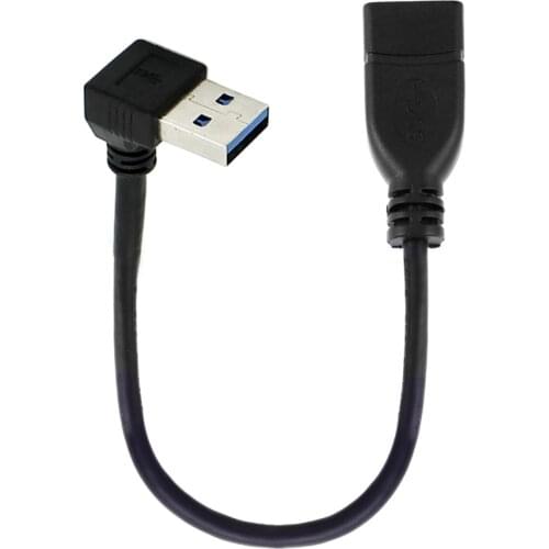 Chenyang 90 Degree USB 3.0 Type-A Male to USB 3.0 Type-A Female Extension Cable 20cm 5Gbps
