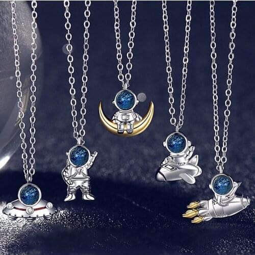 Alien Rocket Space Explorer Choker Necklace For Women Universe Astronaut Pendant Necklace Collar Chain Female Jewelry Bijoux