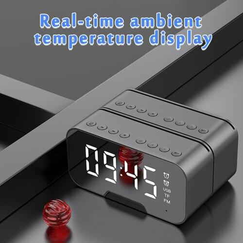 Digital Dual Alarm Clock Large LED Mirror Screen Display Multi-Function Wireless Bluetooth Speaker MP3 Home Simple Style Decor