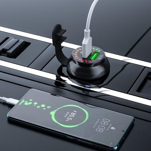 Dual USB Port Car Charger QC3.0 Fast Charging Color Screen Dsplay Portable Car Charger With Voltage Detection Function
