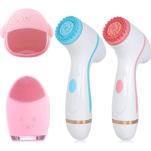 Electric Silicone Facial Brush Skin Cleanser Ultrasonic Face Cleaning Spa Spin Clean Dirt Acne Blackhead Removal Care Tools