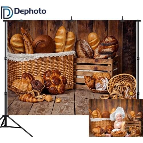 DePhoto Photography Backdrops Bread Wooden Wall Floor Photo Background Baby Shower Backdrop Newborn Birthday Party Photo Props