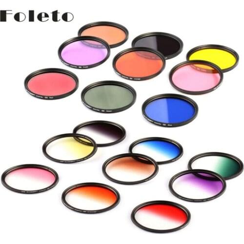 Graduated Gradual Full Color Filter Blue Red Orange Grey Purple Yellow 49 52 55 58 62 67 72 77mm Lens Filter for Canon nikon slr