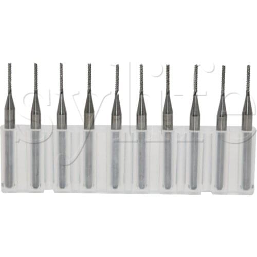 10 x 3.175mm Carbide End Mill Engraving Bits Mold 1.2mm Cutting Edge PCB CNC