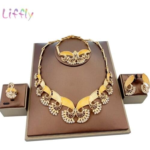Nigeria Classic Jewelry Set Elegant Bride Wedding Butterfly Shape Necklace Earrings Bracelet Ring for Dubai Women Jewelry
