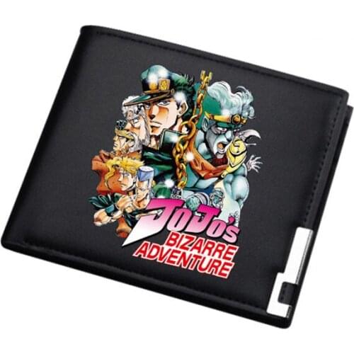 JoJos Bizarre Adventure Money Bag Students ID Card Holder Pu Leather Short Wallet Unisex Cartoon Carteira Gift Coin Purse