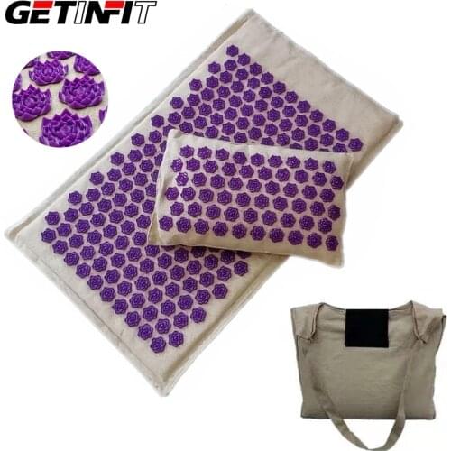 Carpet Back Relieve Stress Nature Linen Coconut Massage Acupressure Mat Yoga Massage Pad Lotus Spike Cushion Nature