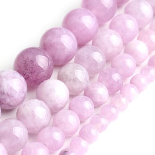 Round Natural Angelite Stone Beads Purple Loose Stone Bead For Jewelry Making DIY Bracelet Necklace Pick Size 4/6/8/10 15 Inches