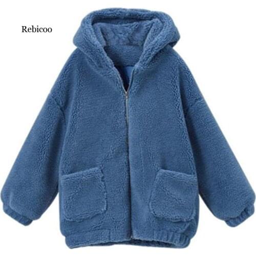 Fashion Women Warm Coat Faux Fur Hooded Jacket Large Plus Size Overcoat Winter Thick Fleece Jackets Woman Coats Manteau Femme