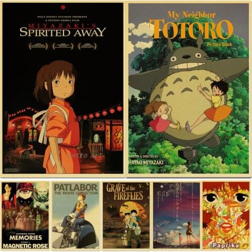 Wall Painting Retro Art Poster Print Living Room Bar Decor Canvas Painting Picture Wall Art Anime Miyazaki Hayao/Patlabor/Totoro