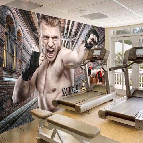Custom Mural Wallpaper 3D Abstract Boxing Gym Beauty Guy Wallpaper Living Room Sofa TV Home Furnishing Waterproof Mural