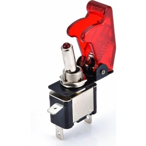 New Mini Electric Toggle Switches 12V 20A Mayitr Racing Car Vehicle ON/OFF Light Rocker Switch & Red Cover For Chassis Fog Lamps