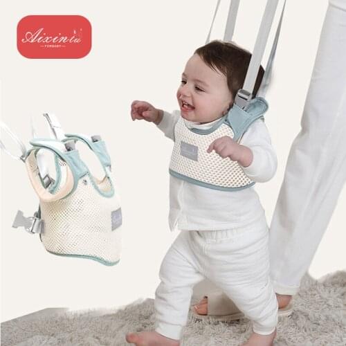 Solid Color Breathable Children Learning Walking Belt Baby Training Harness Backpack Assistant Toddler Leashes Adjustable Strap