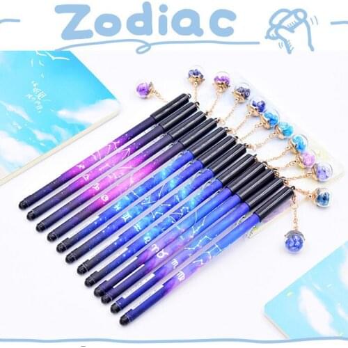 Wholesale 36pcs kawaii pen cute 12 constellations pendant stars gel pen for school students kids stationary gift papelaria bulk