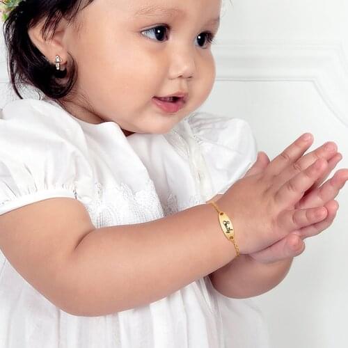 Personalized Baby Name Bracelet,Stainless Steel Bar ID Bracelets,Customized Hand Chain for Children Kids,New Born To Children