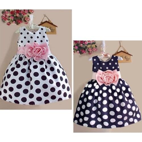 Xmas Princess Baby Kids Girls Party Bridesmaid Dress Polka Dot Gown Dresses 2-7Y Emmababy Lesiure Cute Girl Drop Shipping