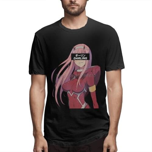 Retro Darling Girl Zero Two Darling In The Franxx Anime T Shirt O-neck Short Sleeve T-shirt Men Cotton Tees Streetwear Harajuku