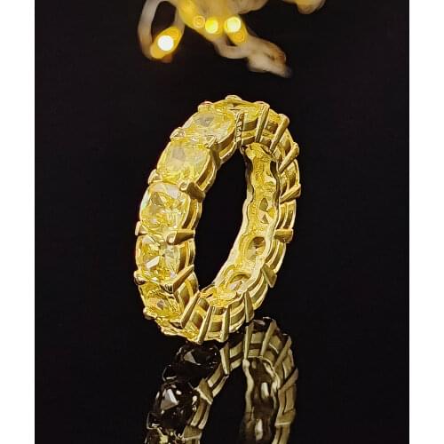 Luxury Pack Pink Black Green 925 Sterling Silver Wedding Band Eternity Ring for Women Gift Finger Jewelry R5580-gold