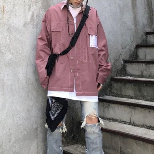 Long Sleeve Shirt Autumn New Fashion Mens And Womens Korean Casual Loose Open Line Jacket Camisa Social Masculina Streetwear