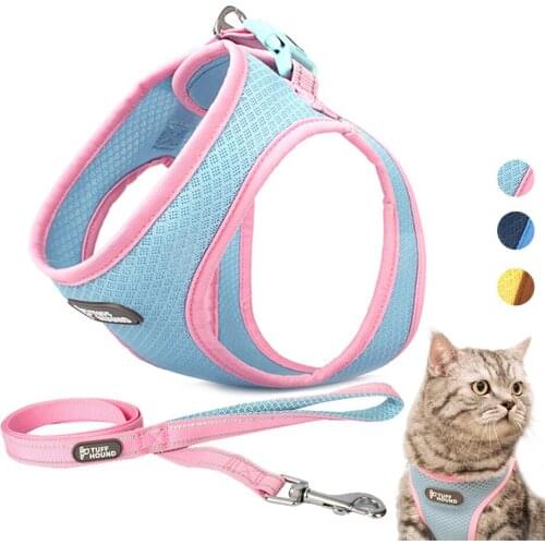 Pet Dog Cat Mesh Harness and Leash Set Adjustable Kitten Vest with Reflective Strap Comfort Fit for Small Medium Pets Pet Supply