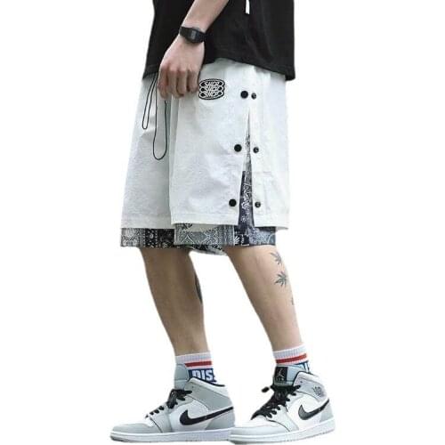 New Shorts Mens Summer Fashion Brand Loose Capris Trend Fake Two Breasted Pants Military Streetwear Camouflage Gym Short Homme